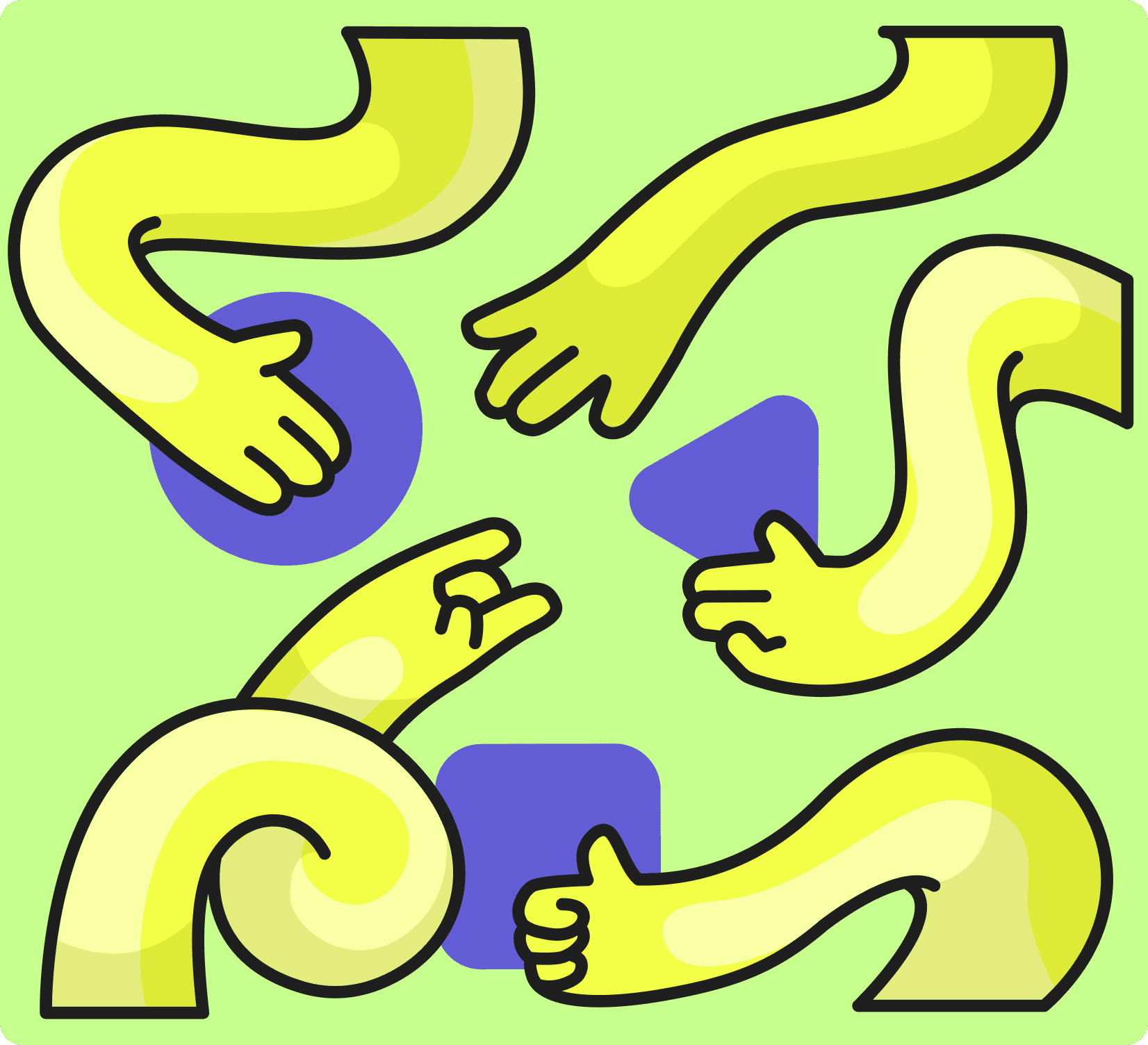 NamiClaw Features - Yellow hands on green background